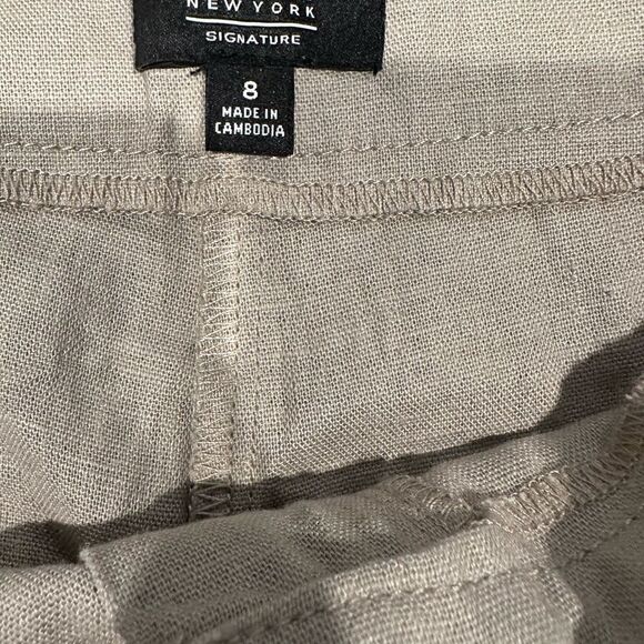 NWT New York Signature Women’s Linen Khaki Wide Leg Crop Pants - Size 8 - Picture 6 of 7